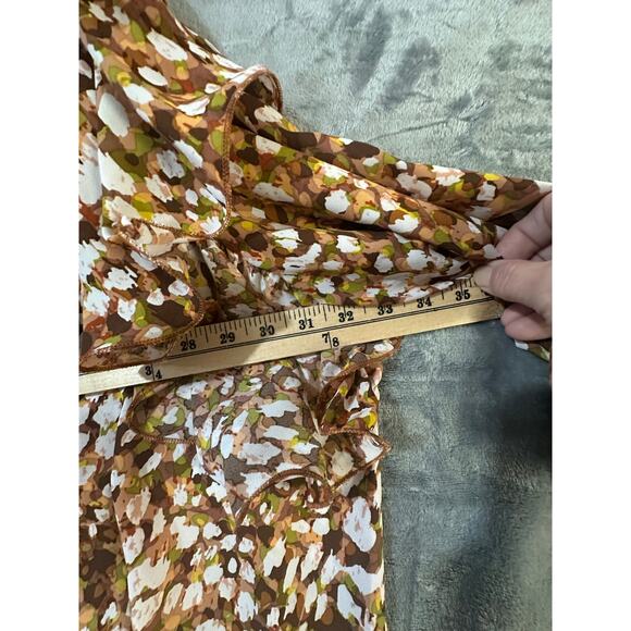 Ashley Stewart Women’s Ruffle Sleeve Blouse Top Size 36 – Brown Multi Floral - Picture 4 of 10